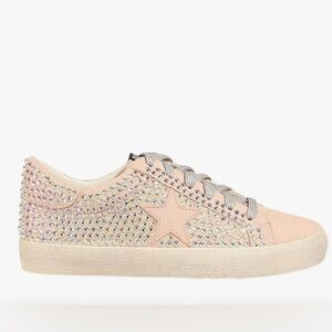 New Mi.iM Joann Pink Suede Rhinestone Star Sneakers Bling Cyber-Prep Size 8.5